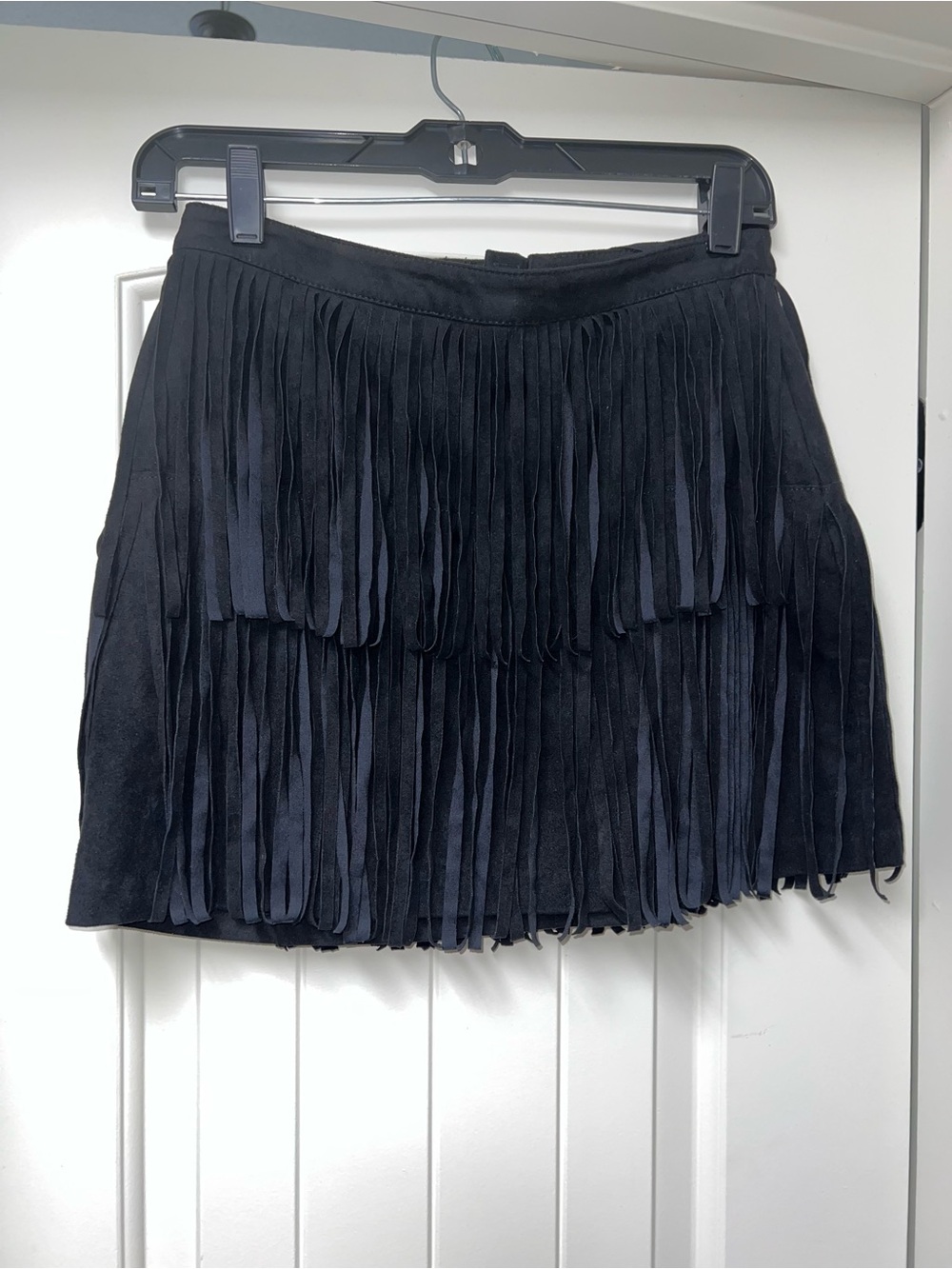 H&M Black Layered Fringe Mini Skirt